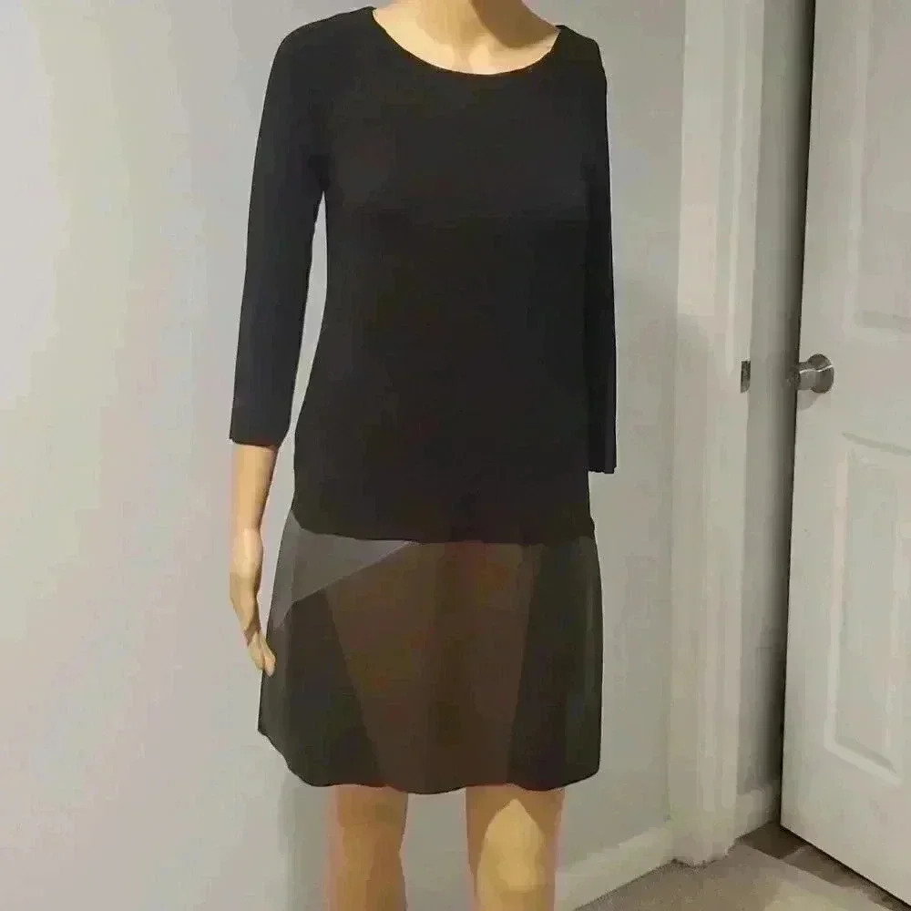 Bailey 44 drop waist faux leather trim dress